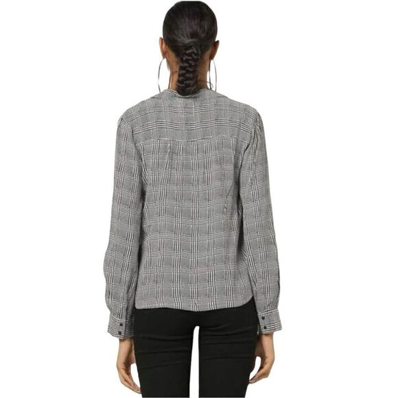 Topshop Houndstooth Button Down Long Sleeve Shirt size 6 - Picture 2 of 11
